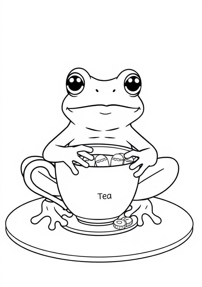 Desenho de Sapo Bêbado de Chá para colorir