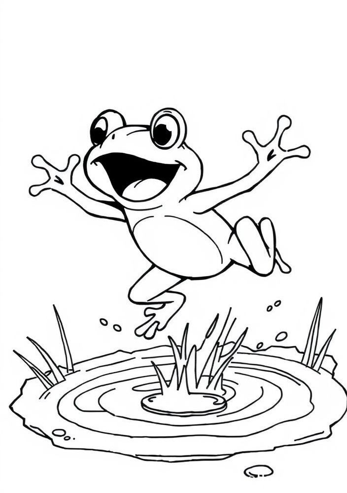 Desenho de Sapo Brincando na Lama para colorir