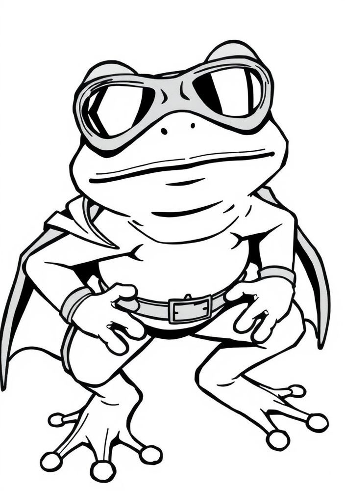 Desenho de Sapo Com Máscara de Super-Herói para Colorir