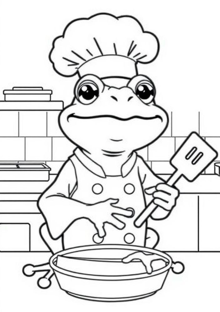 Desenho de Sapo Cozinheiro para colorir