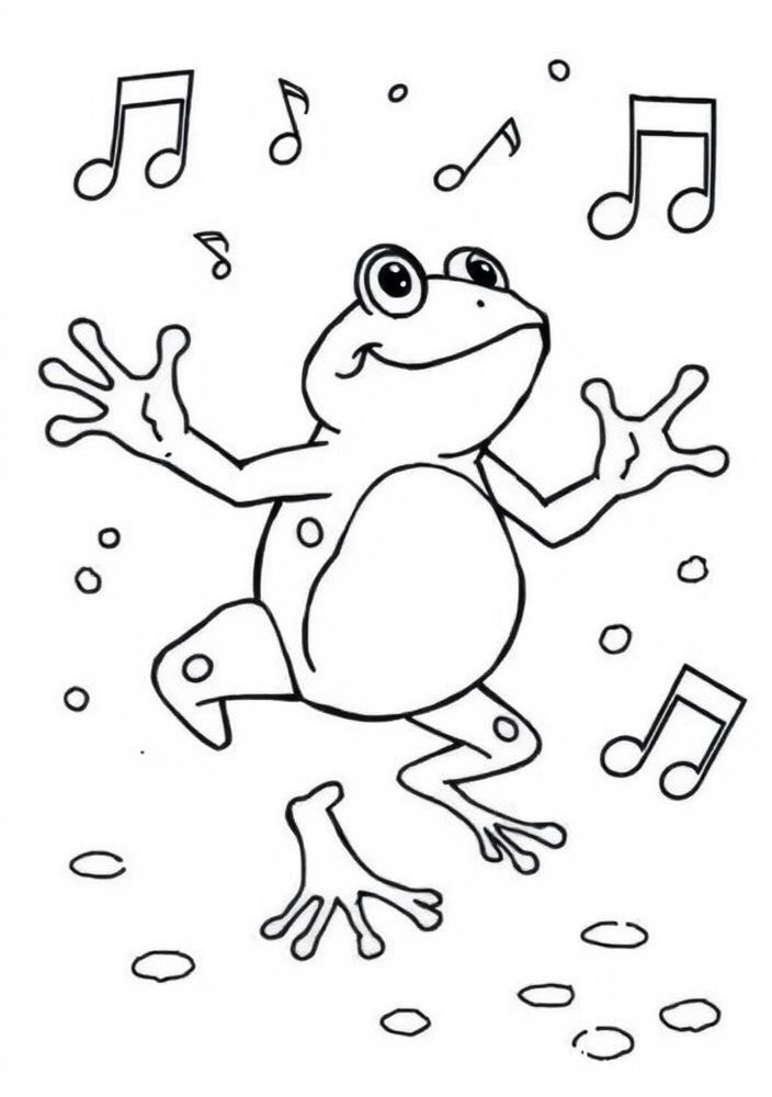 Desenho de Sapo Dançando para colorir