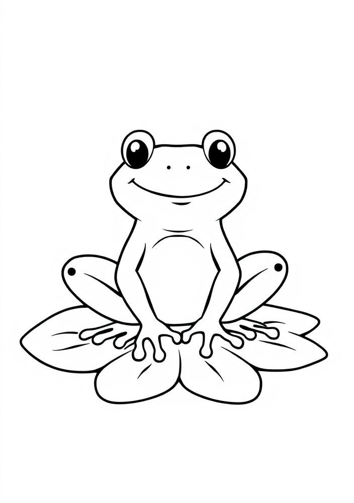 Desenho de Sapo Feliz em um Lago para Colorir