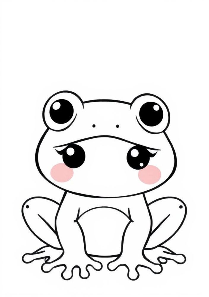 Desenho de Sapo Kawaii para colorir