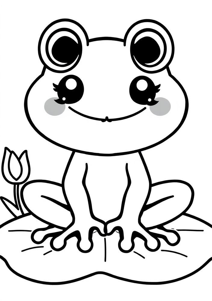 Desenho de Sapo Kawaii para colorir