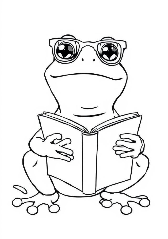 Desenho de Sapo Nerd para colorir
