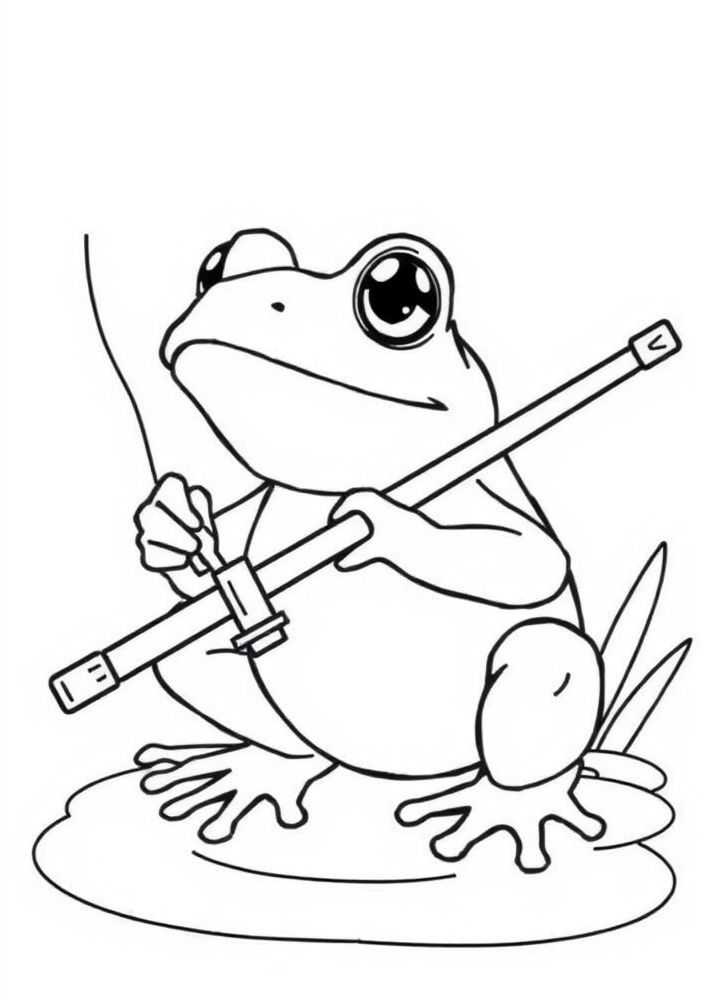 Desenho de Sapo Pescador para Colorir