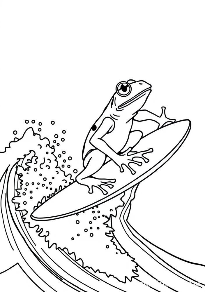 Desenho de Sapo Surfista para Colorir