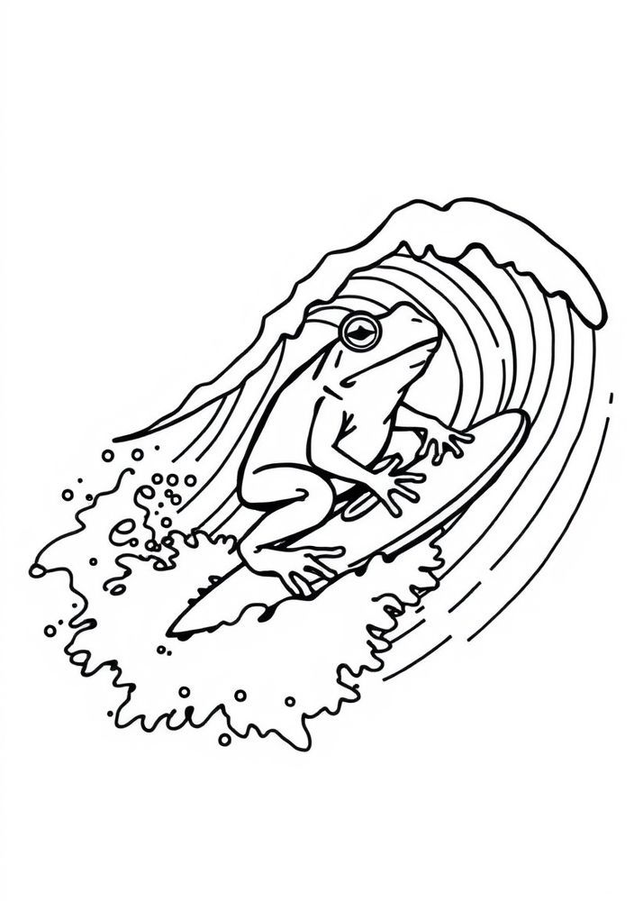 Desenho de Sapo Surfista para colorir
