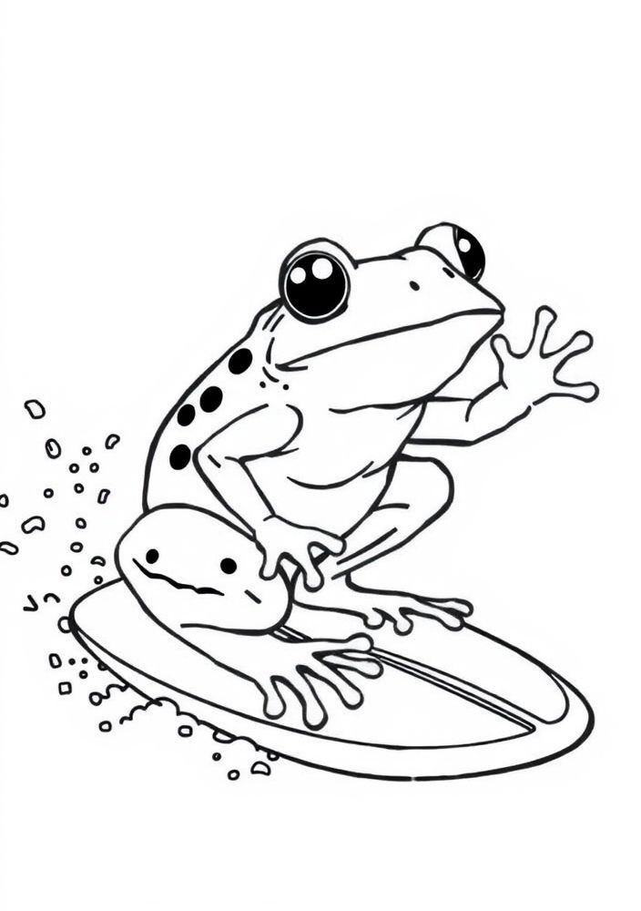 Desenho de Sapo Surfista para colorir