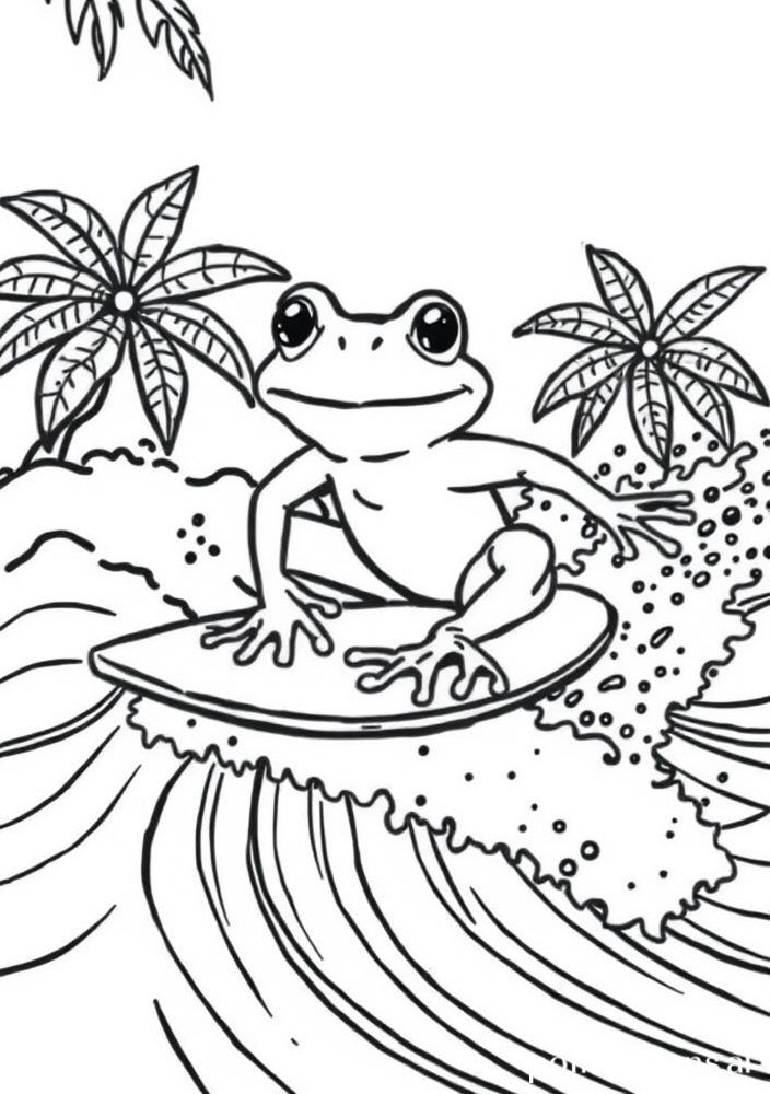 Desenho de Sapo Surfista para colorir