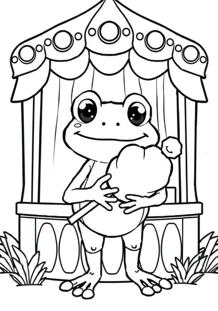 Desenho de Sapo com Algodão Doce para colorir