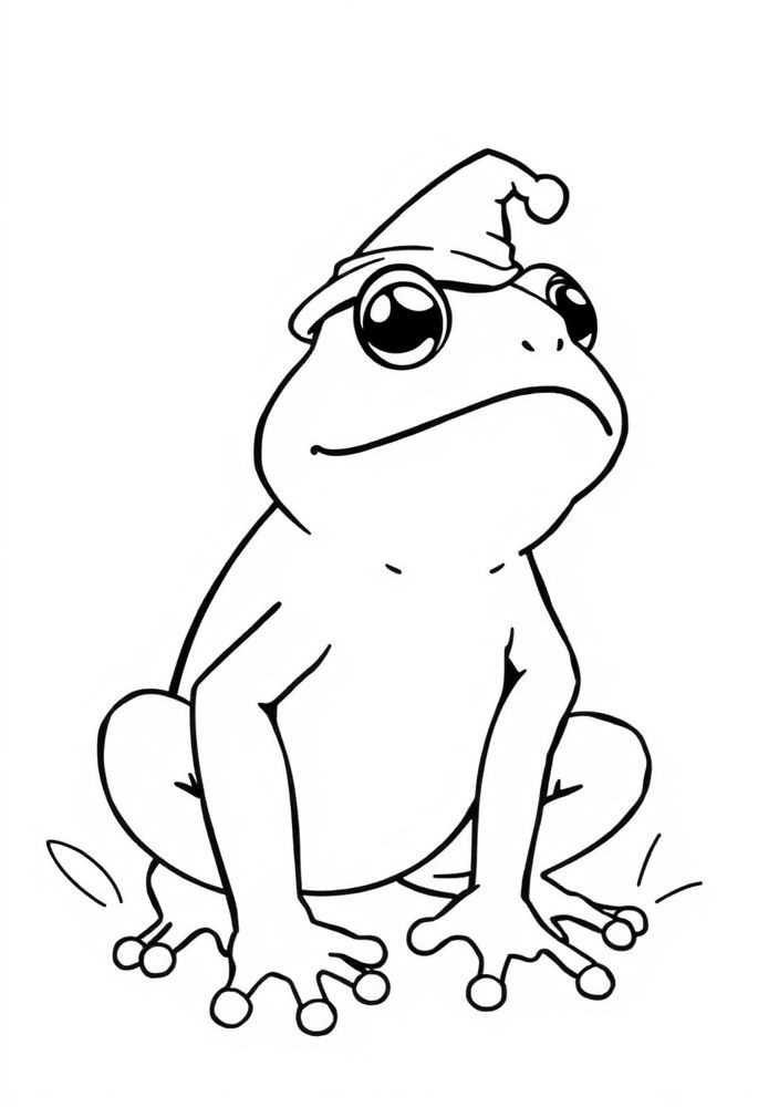 Desenho de Sapo com Chapéu para colorir