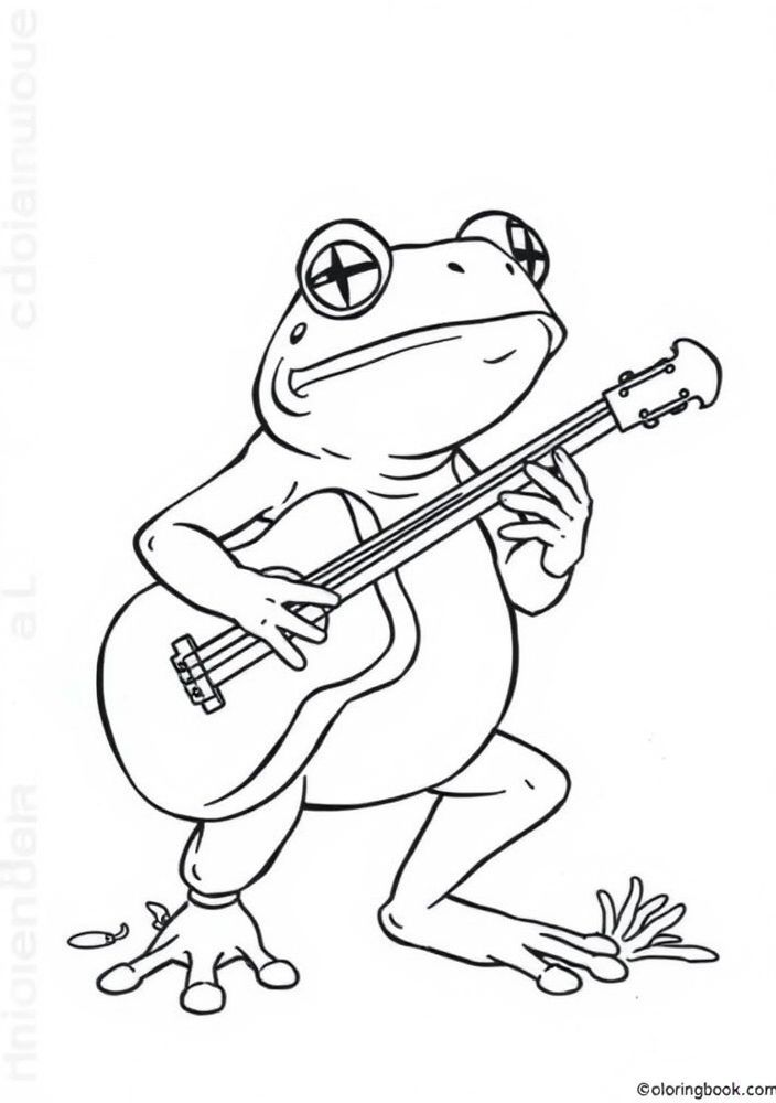 Desenho de Sapo e Sua Banda Musical para colorir