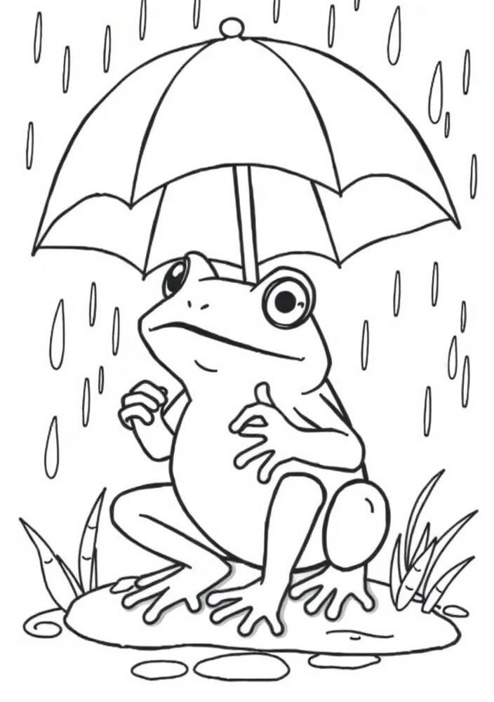 Desenho de Sapo em Dia de Chuva para colorir