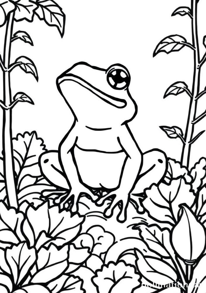 Desenho de Sapo em um Balaio de Horta para colorir