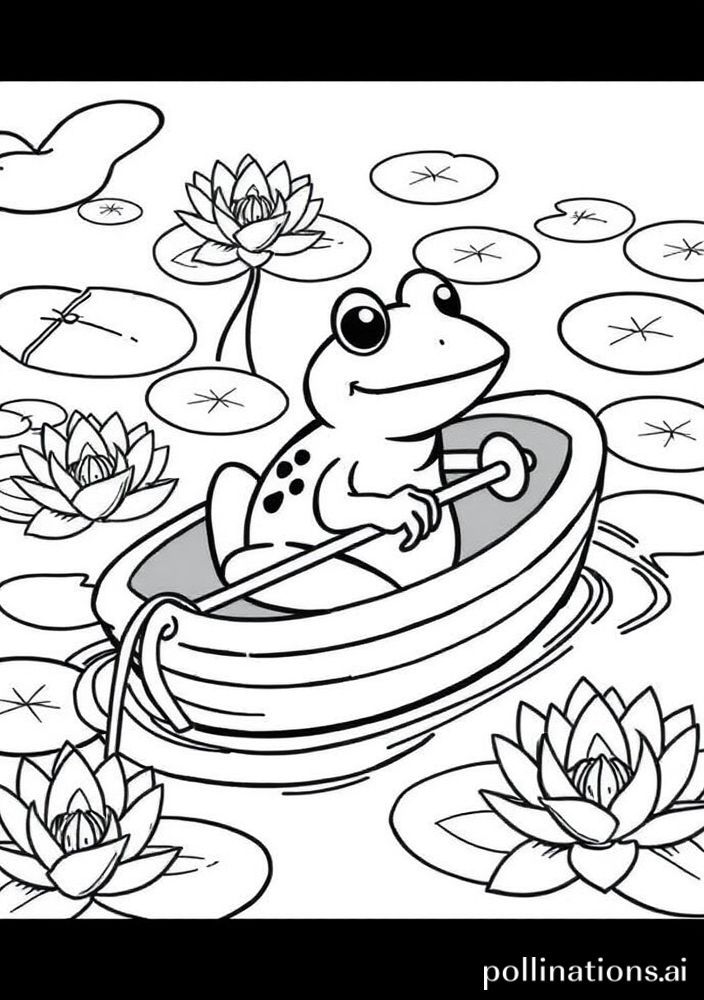 Desenho de Sapo em um Barco para colorir