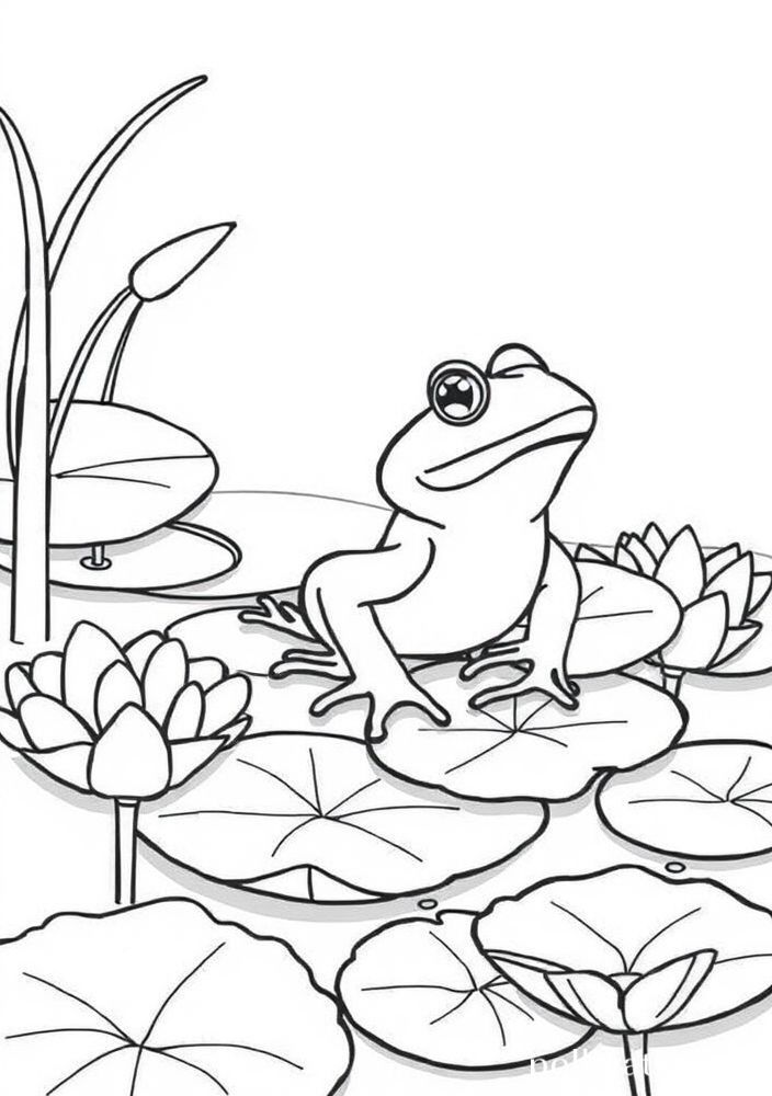 Desenho de Sapo em um Lago para colorir