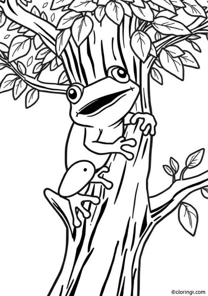 Desenho de Sapo em uma Aventura para colorir