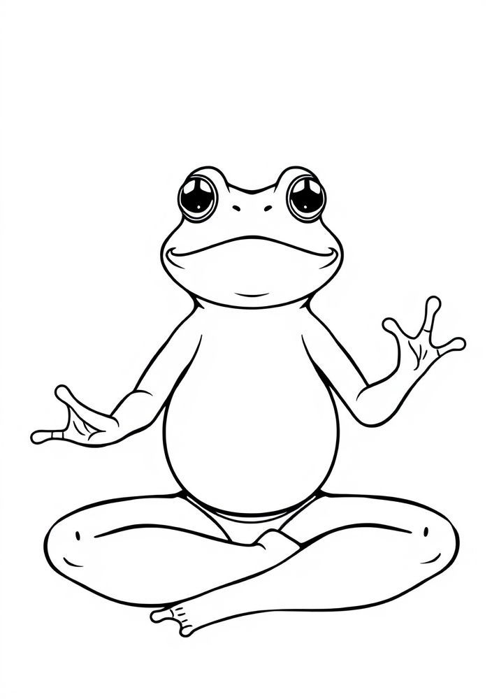 Desenho de Sapo fazendo Yoga para Colorir