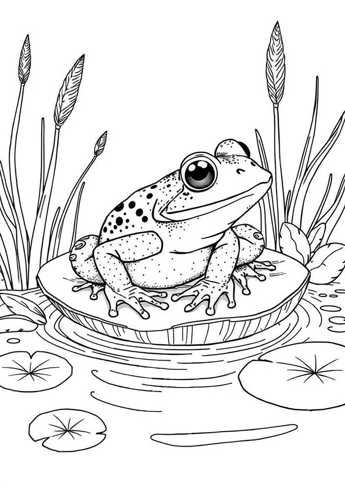 Desenho de Sapo na Lagoa para Colorir