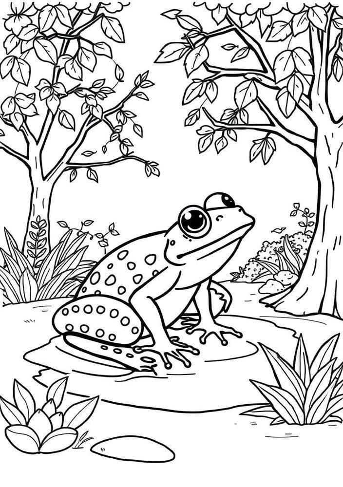 Desenho de Sapo no Parque para colorir