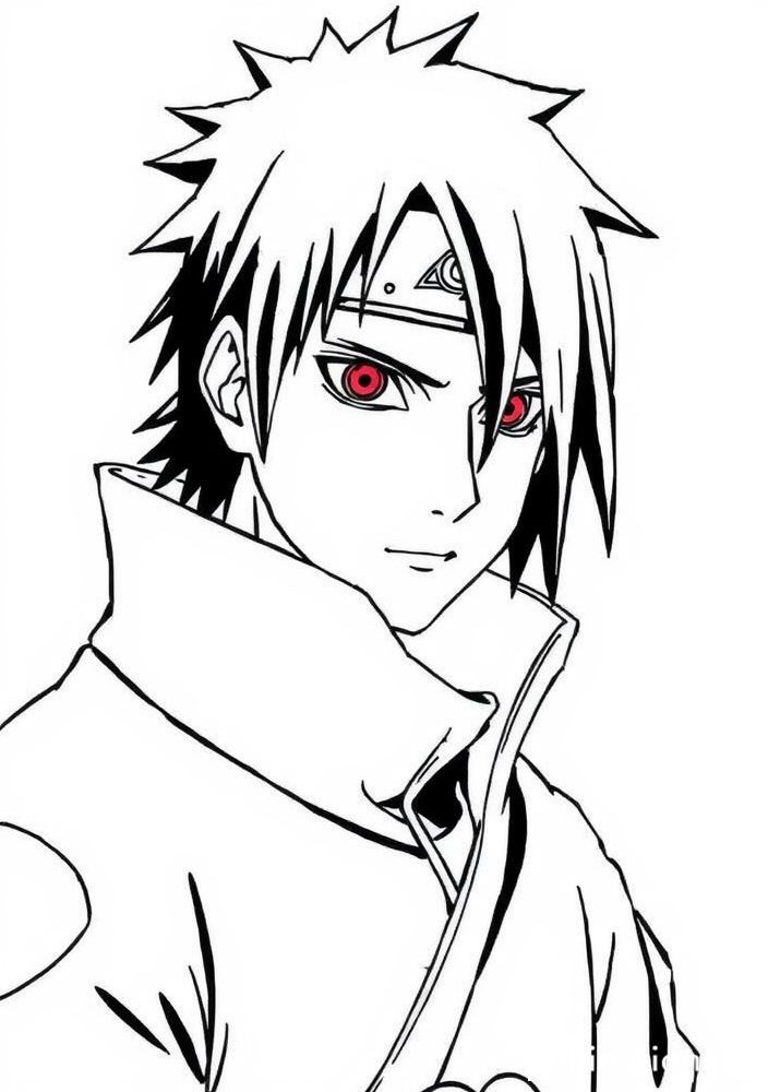 Desenho de Sasuke com o Sharingan para colorir