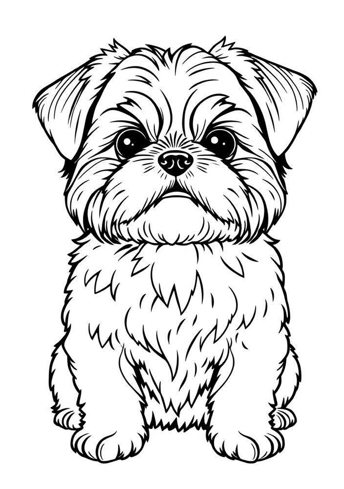 Desenho de Shih Tzu fofo para colorir