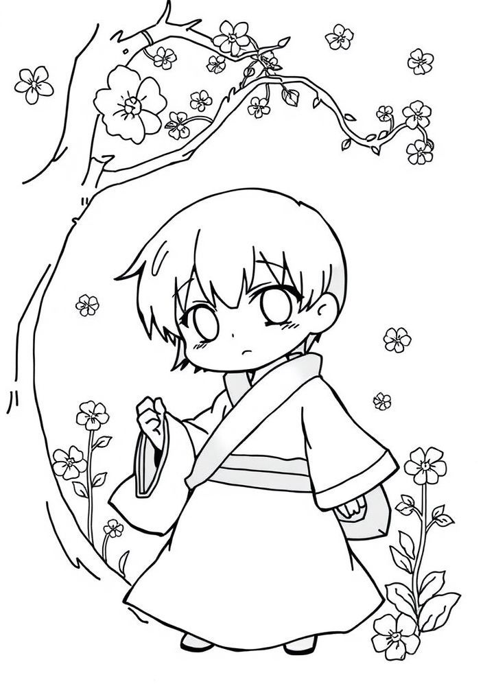 Desenho de Shinobu Kocho com borboletas para colorir