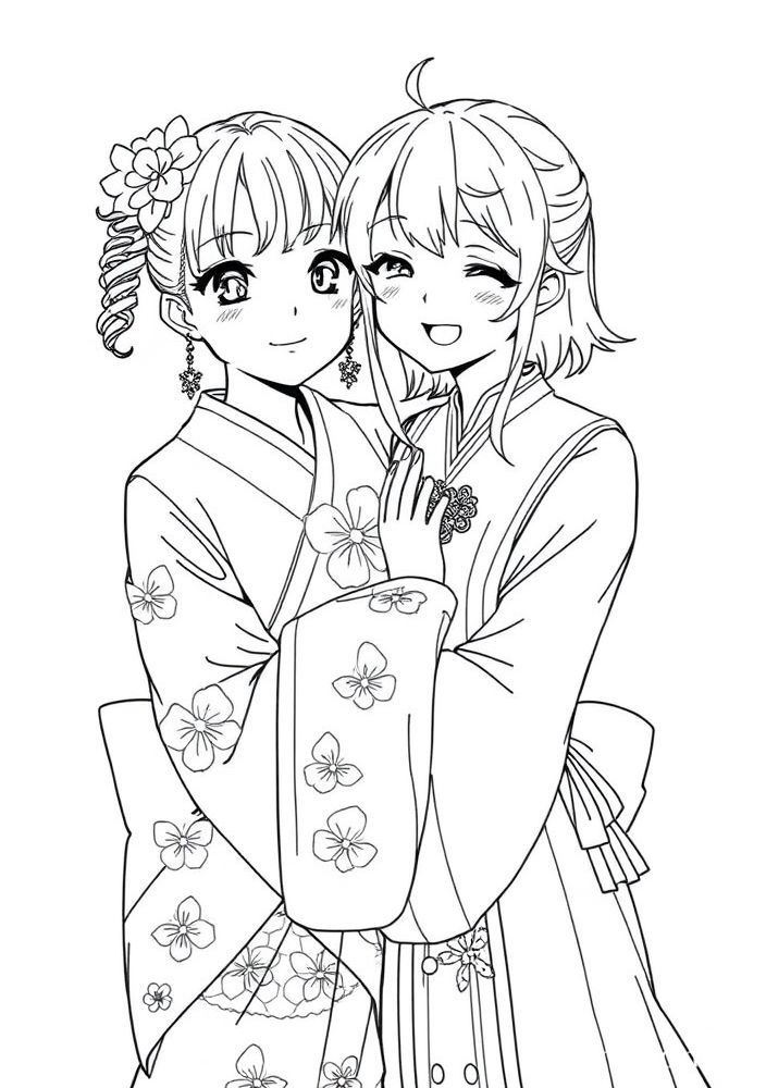 Desenho de Shinobu e Kanao para colorir