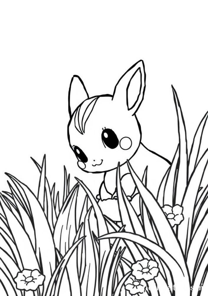 Desenho de Snivy em uma floresta para colorir