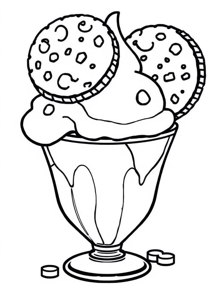Desenho de Sorvete com Biscoito para colorir