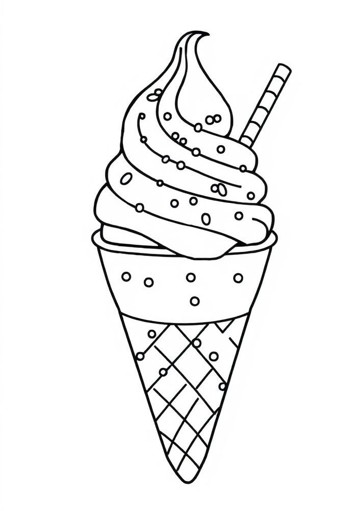 Desenho de Sorvete com Cobertura e Granulado para colorir