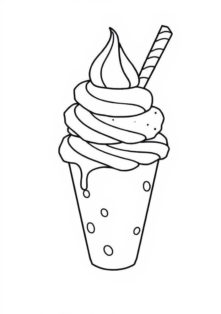 Desenho de Sorvete com Ombre para Colorir