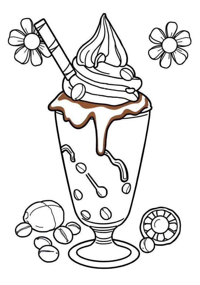 Desenho de Sorvete de Chocolate com Amendoim para colorir