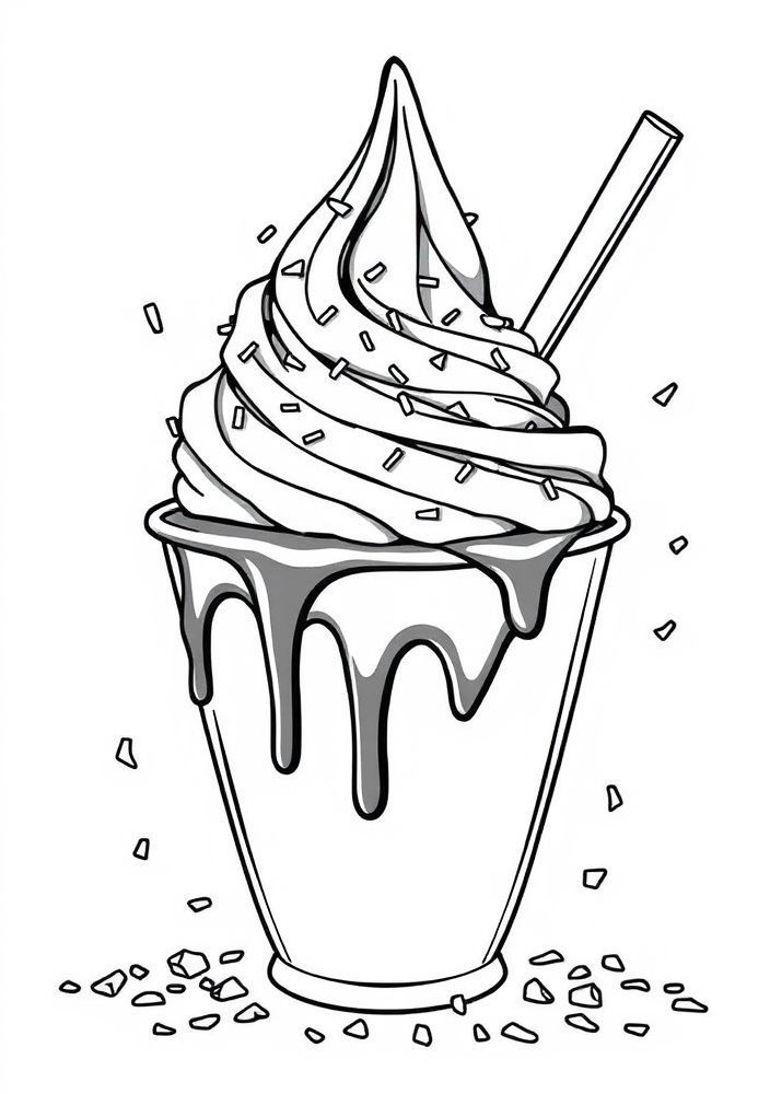 Desenho de Sorvete de Chocolate com Raspas para Colorir