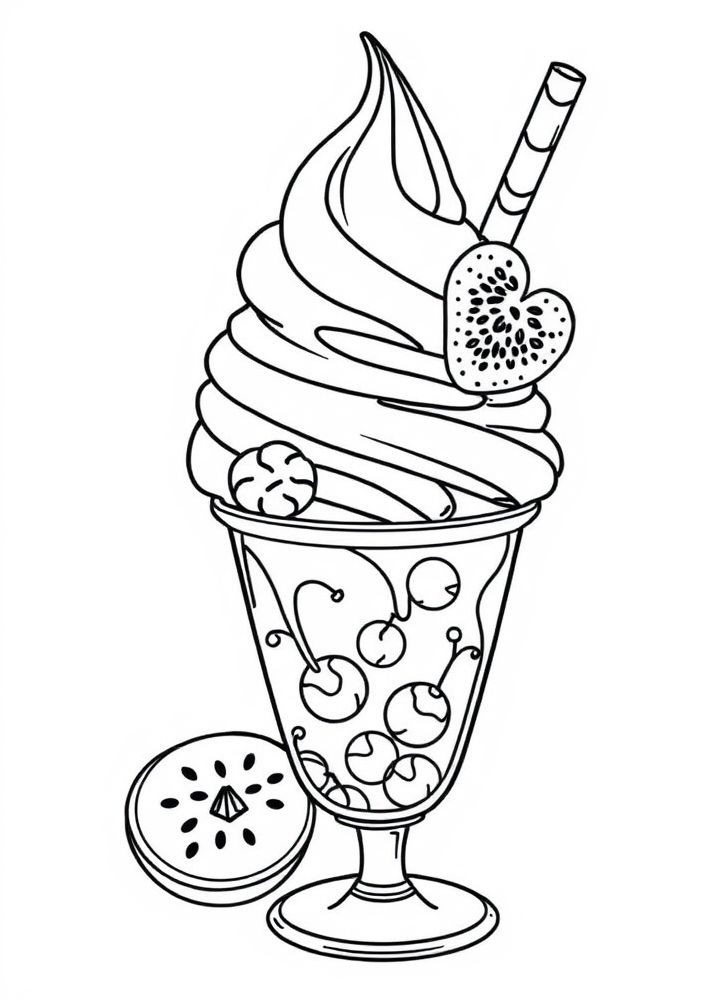 Desenho de Sorvete de Frutas para colorir