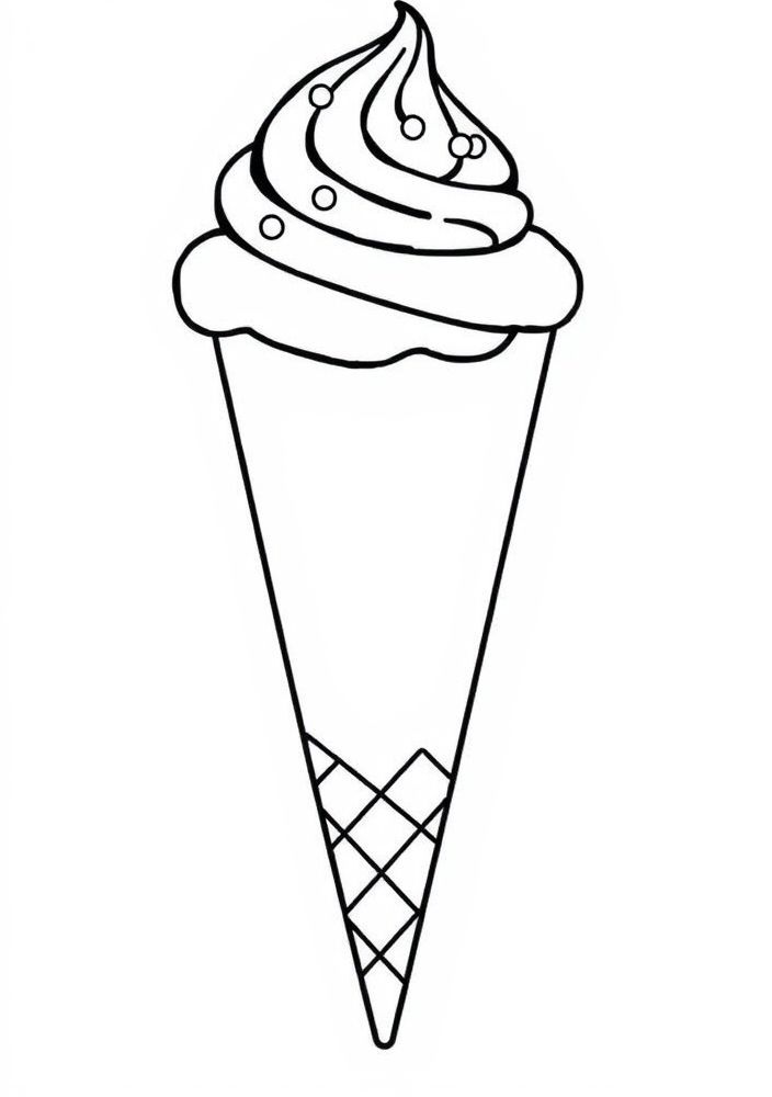 Desenho de Sorvete em Casquinha para Colorir