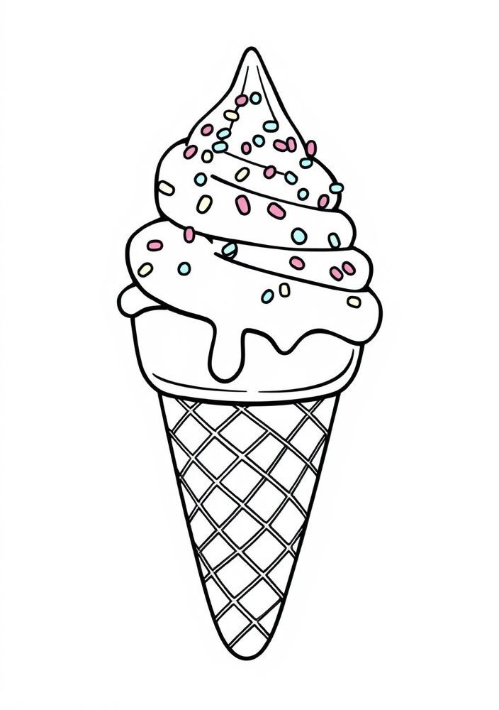 Desenho de Sorvete em Casquinha para Colorir