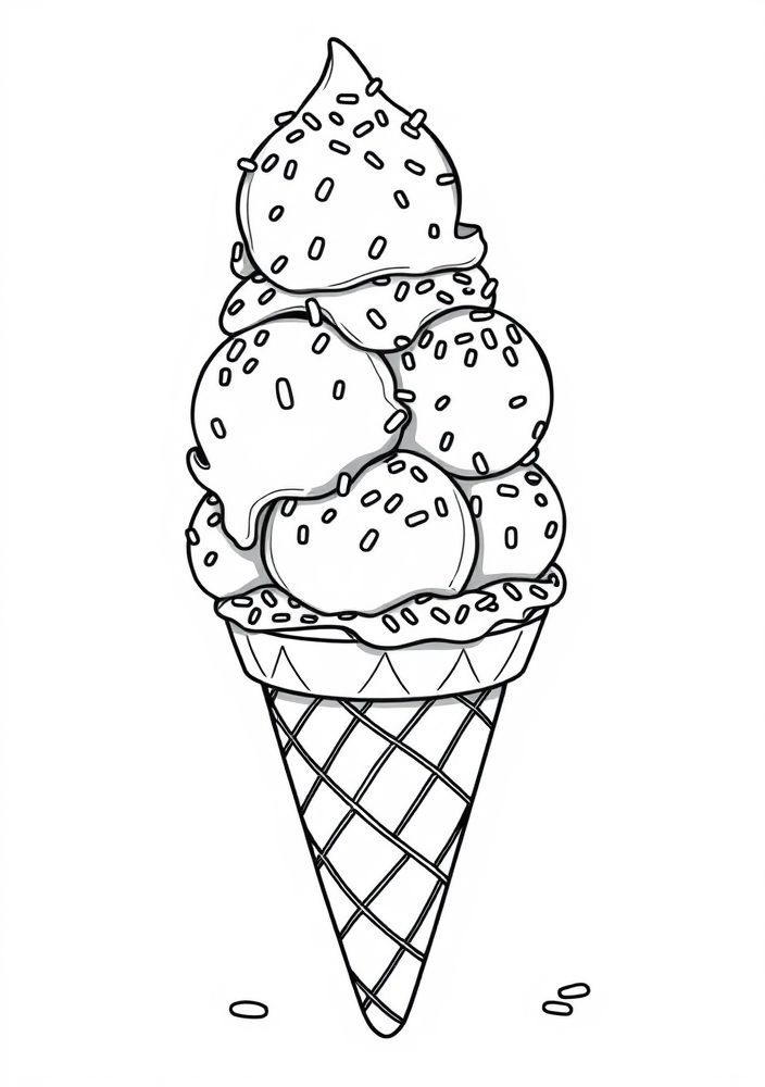 Desenho de Sorvete em casquinha para colorir