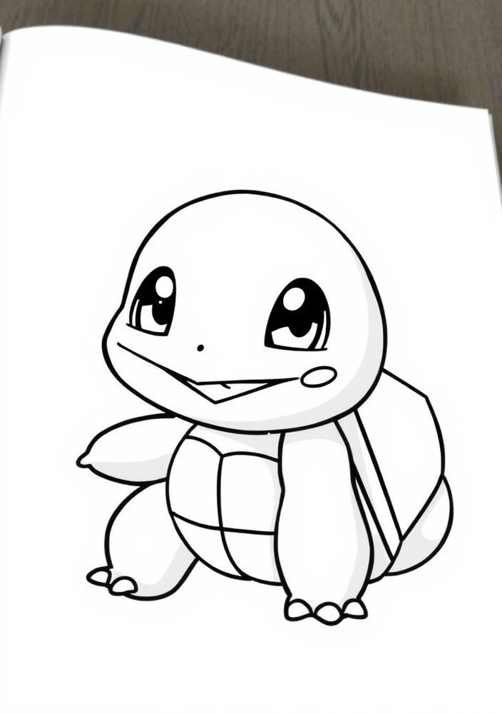 Desenho de Squirtle com um sorriso adorável para colorir