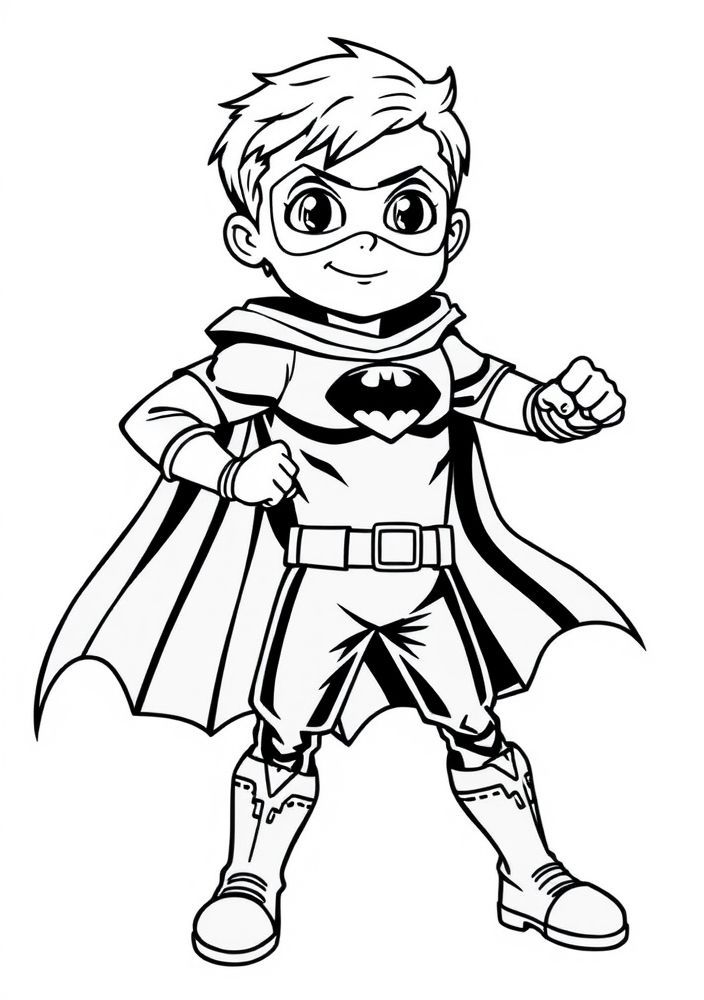 Desenho de Super-Herói Menino para colorir