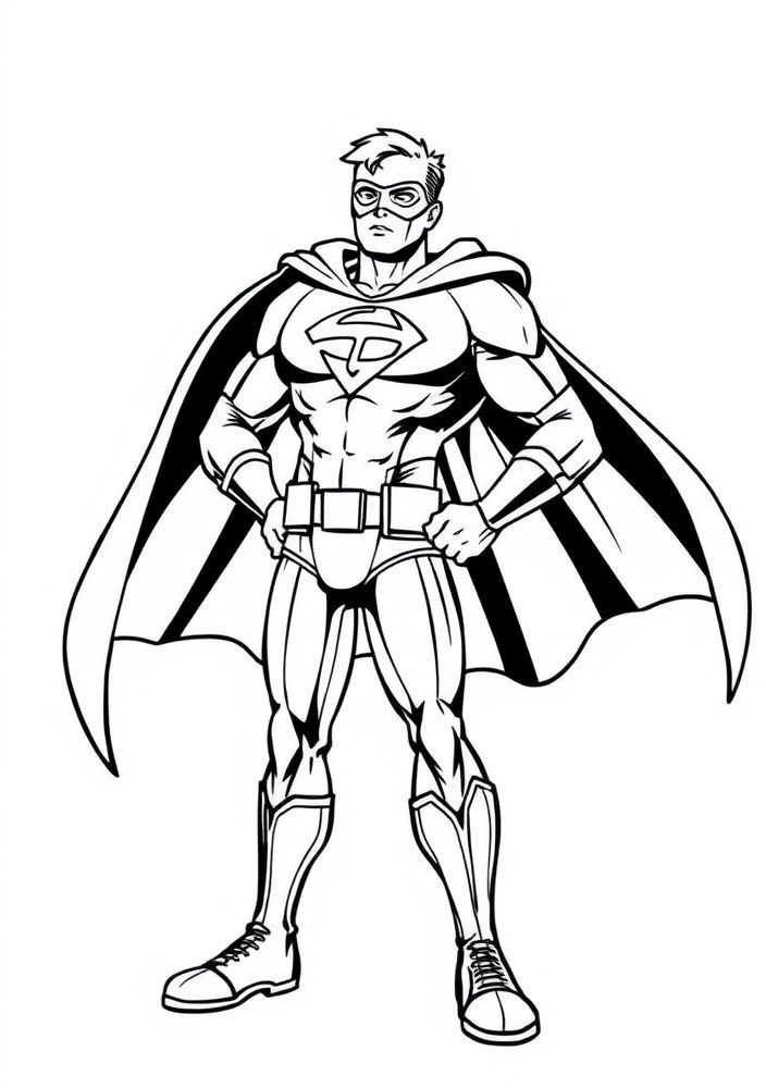 Desenho de Super-Herói com Capa para colorir