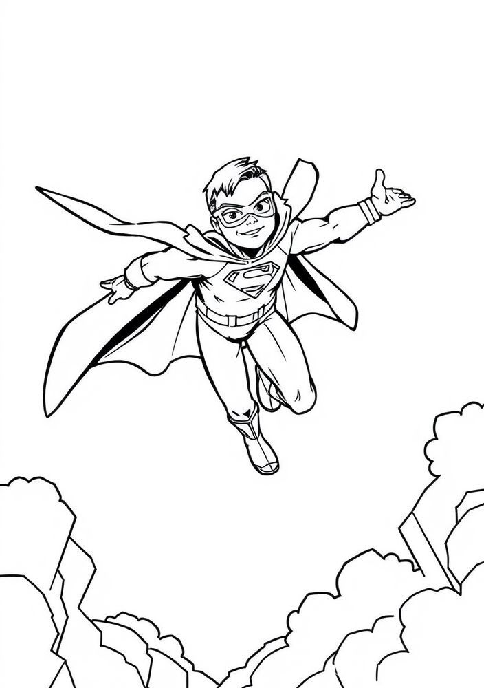 Desenho de Super-Herói em ação para colorir