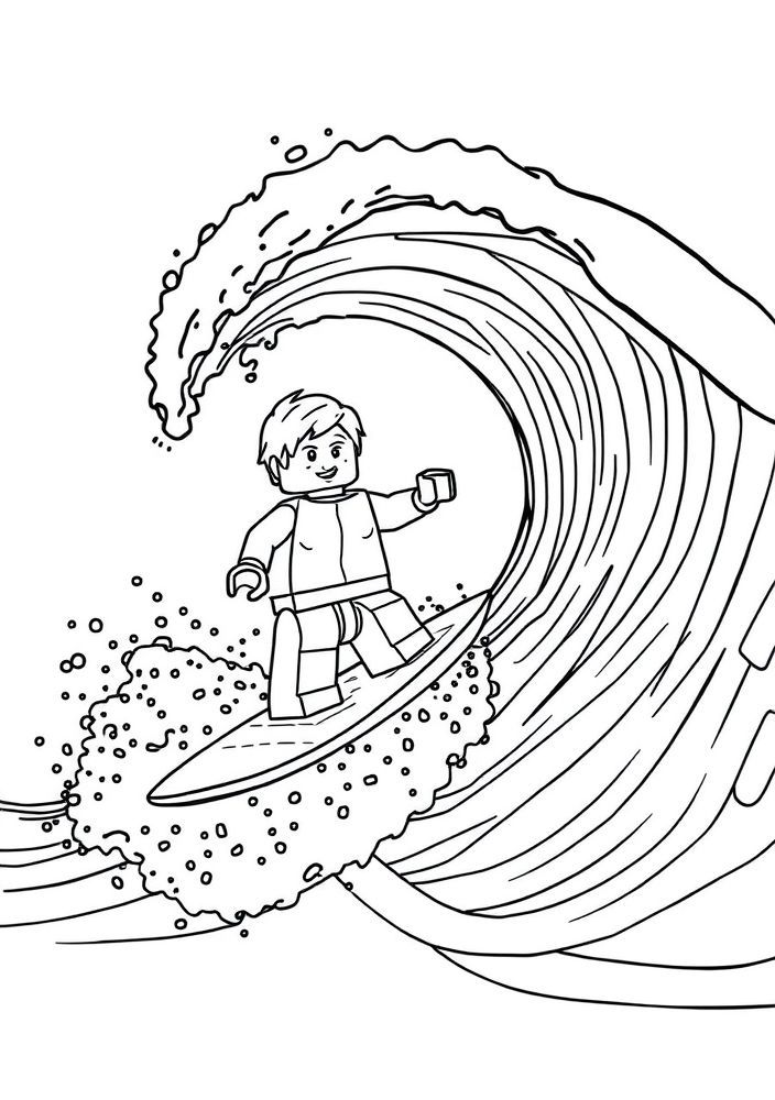 Desenho de Surfista Lego para Colorir