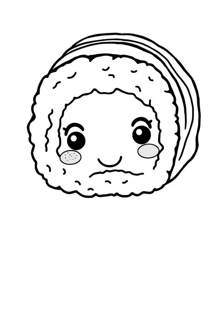 Desenho de Sushi Kawaii para Colorir