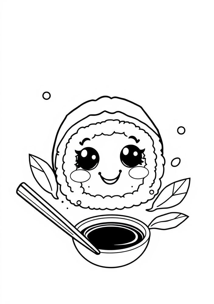 Desenho de Sushi Kawaii para colorir