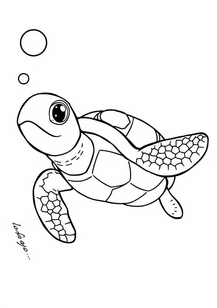 Desenho de Tartaruga do Mar Brincando