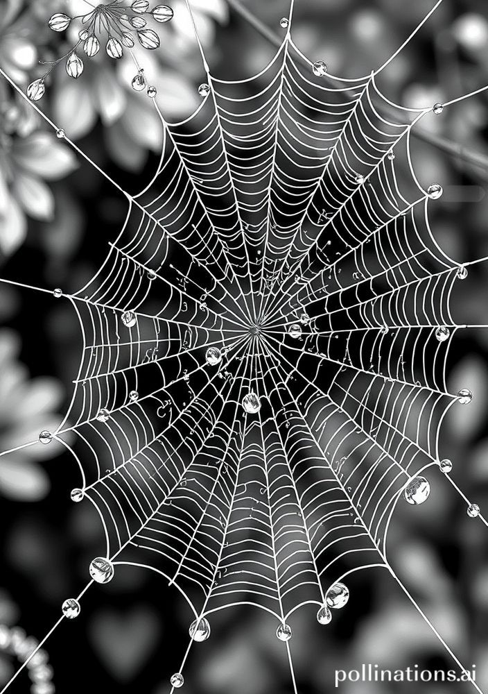 Desenho de Teia de Aranha com Orvalho para colorir