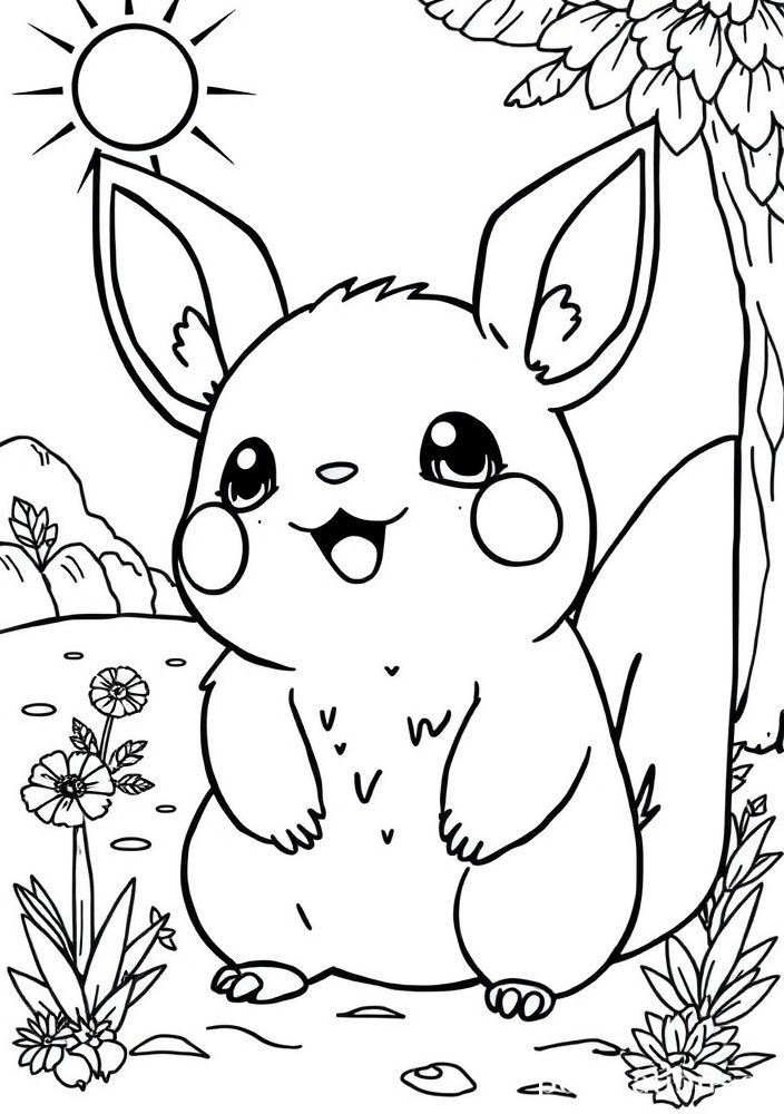 Desenho de Torchic em uma manhã ensolarada para colorir