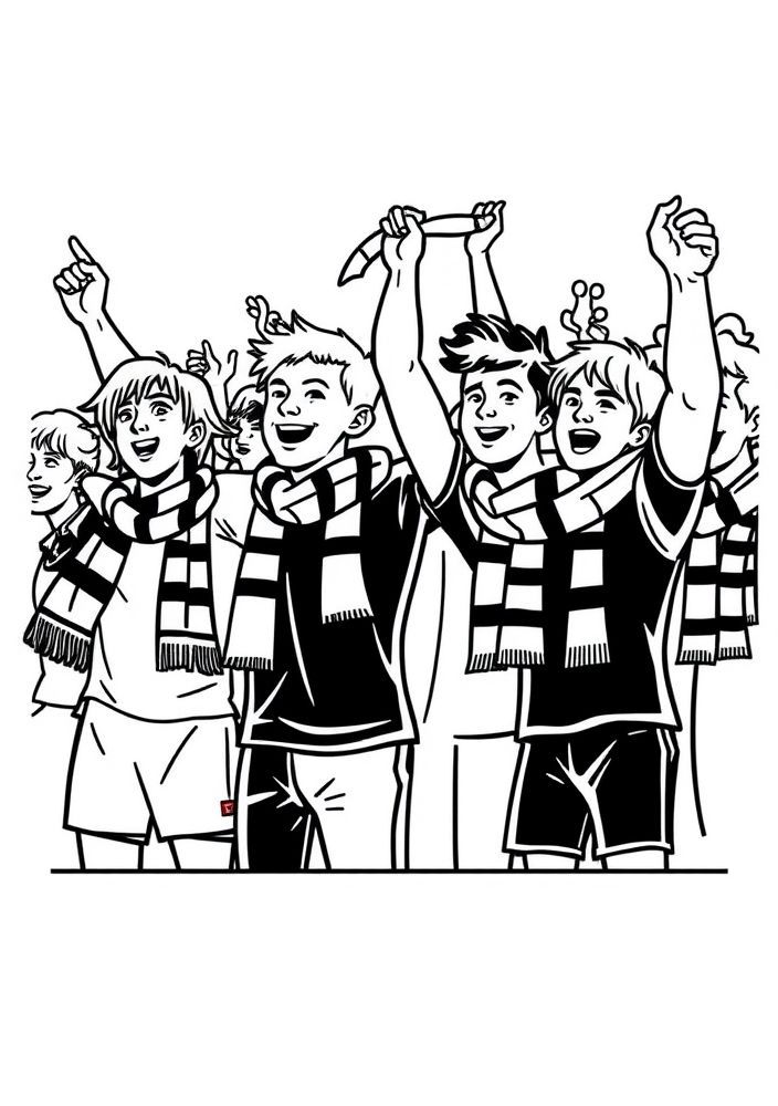 Desenho de Torcida de Futebol Animada para colorir